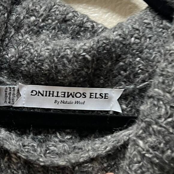 Something Else By Natalie Wood Gray Knit Turtleneck Shawl Pullover Sweater Sz L - Picture 7 of 9